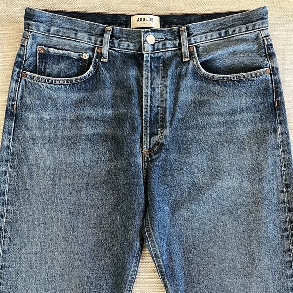 AGOLDE Low Slung Easy Straight Jeans Size 29 Control Wash Cuffed Denim - Picture 7 of 10
